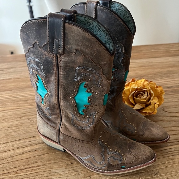 Smoky Mountain Girls Leather Boots Sz 4 - Picture 3 of 13